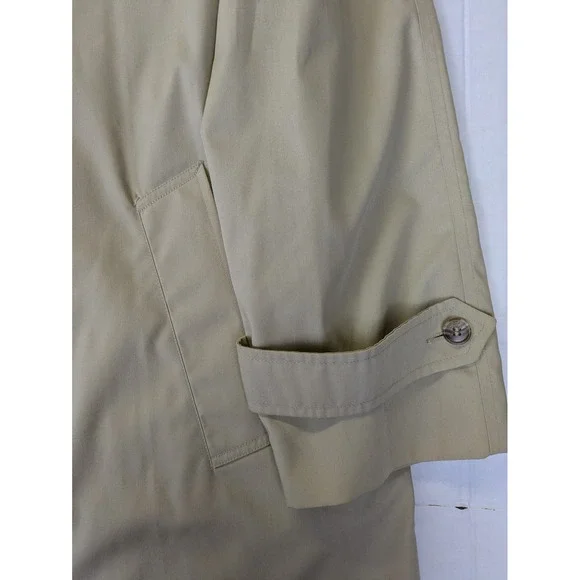 Towncraft Trench Coat Mens Large 44 Reg Tan Zip Out Faux Fur Lining Vintage USA - Picture 10 of 12